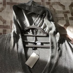 Long, sparkly silver hoodie